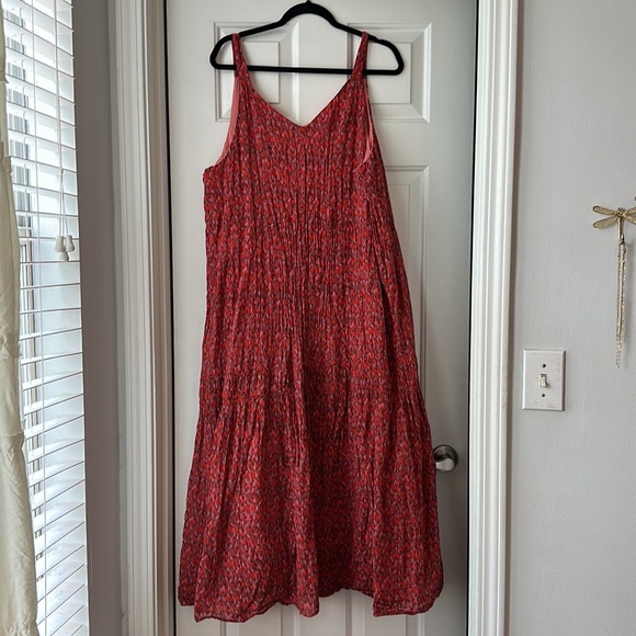 Joie Red Bondi Tiered Maxi Dress Tea Rose Size XXL 100% cotton red pink - Picture 3 of 5